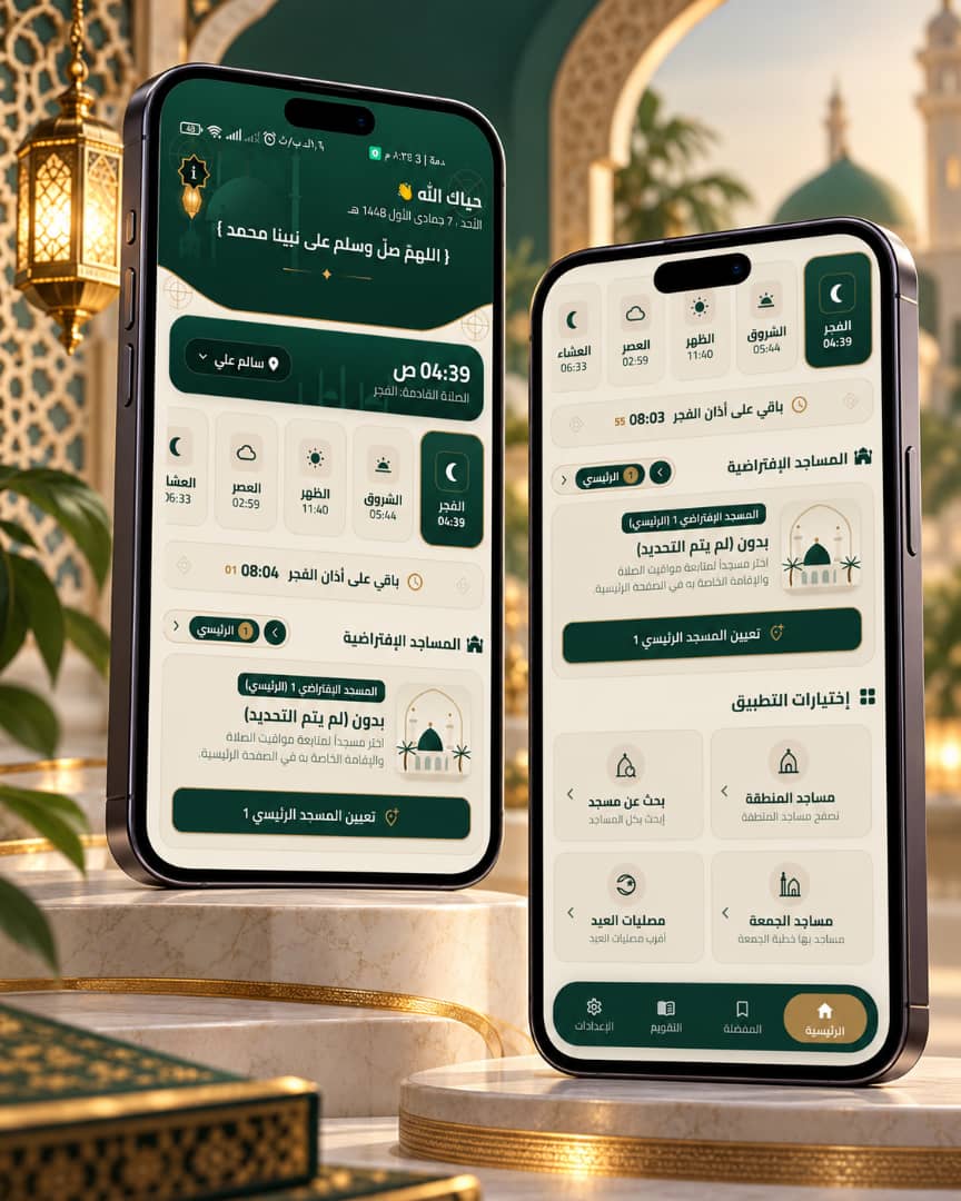 صورة واجهة تطبيق مواقيت الصلاة
